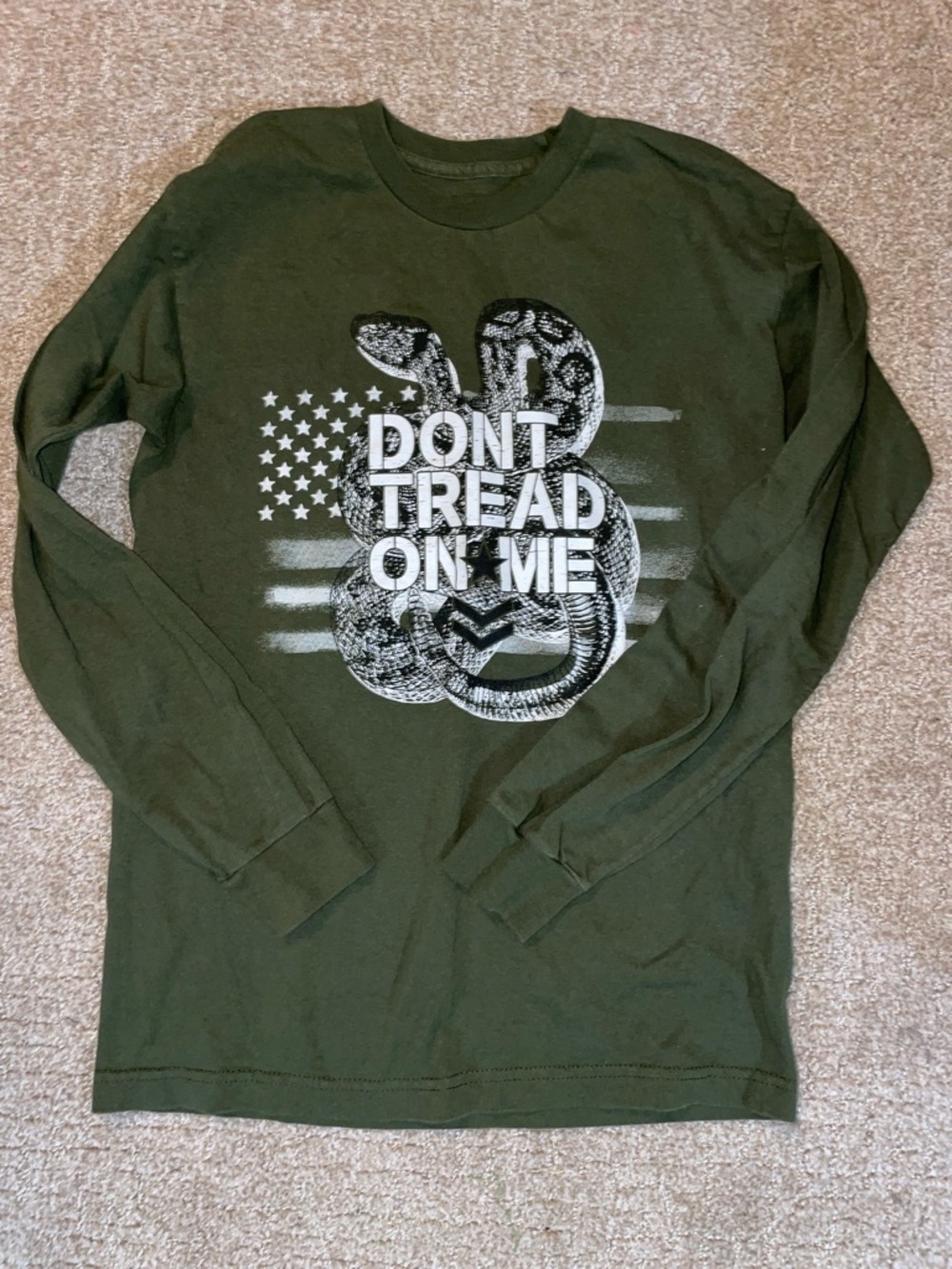 Olive Green "Don't Tread On Me" Long Sleeve Tee